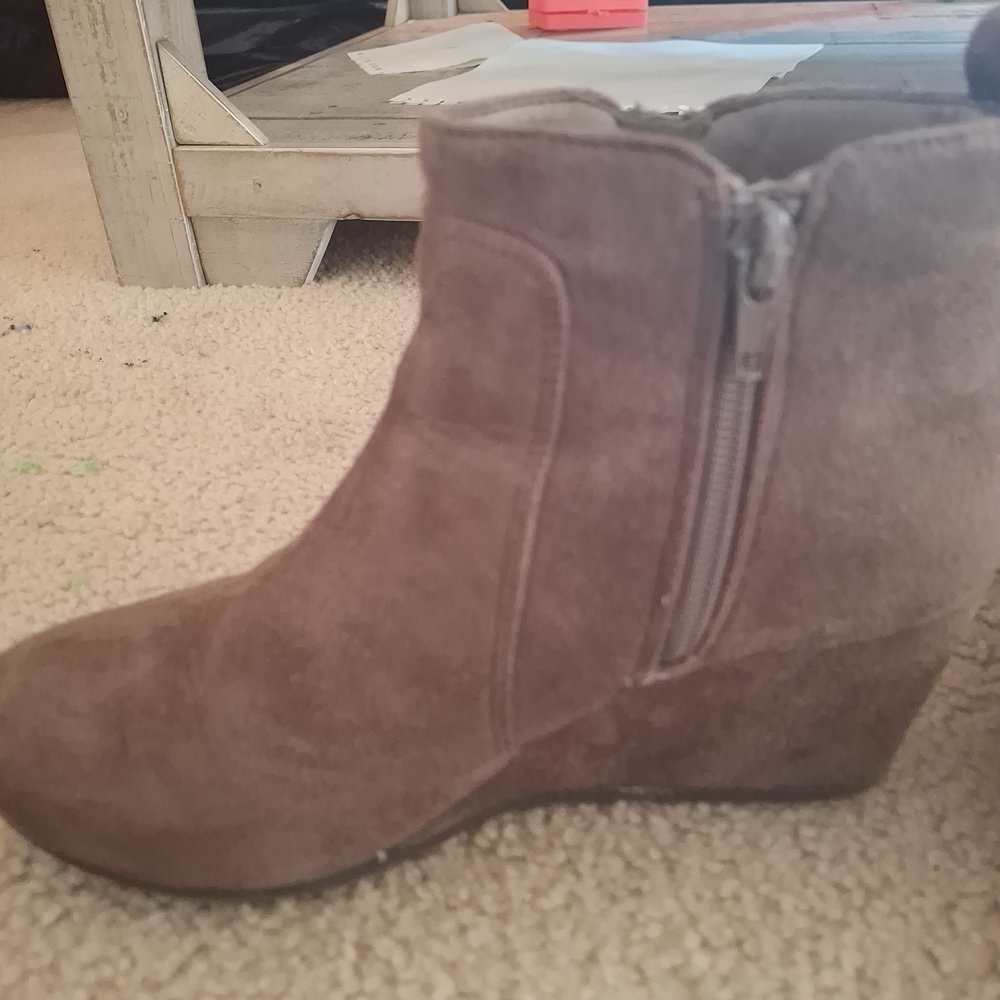 Woman's Tan Suede Ankle Boots - Picture 2 of 5